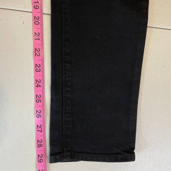 7 For All Mankind Black Denim High Raw Fringe Waist Tapered Leg Y2K Jeans 25 - Picture 12 of 13